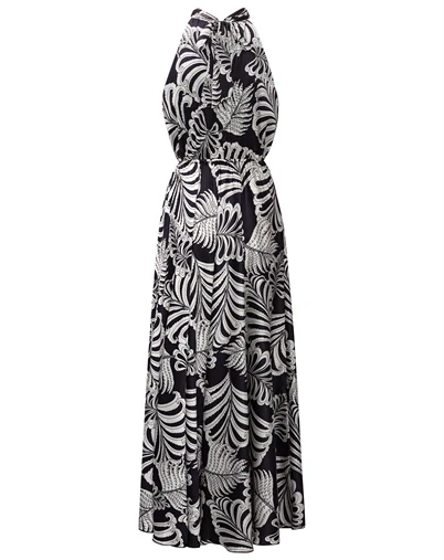 Karmamia Copenhagen - Ava Maxi Kjole - Navy Palm
